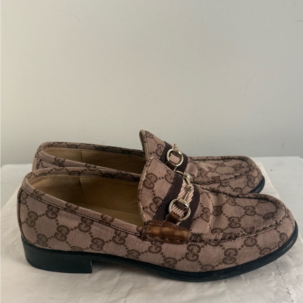 Gucci GG Supreme Monogram Canvas Horsebit Jordaan Brixton Loafers Brown 1953 7.5 - Picture 8 of 14
